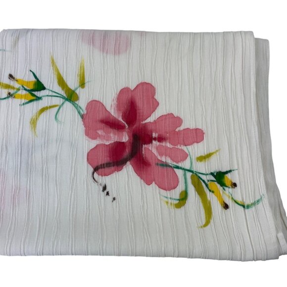 Pink Floral Design Light Scarf Wrap Shawl Pashmina - Picture 10 of 11